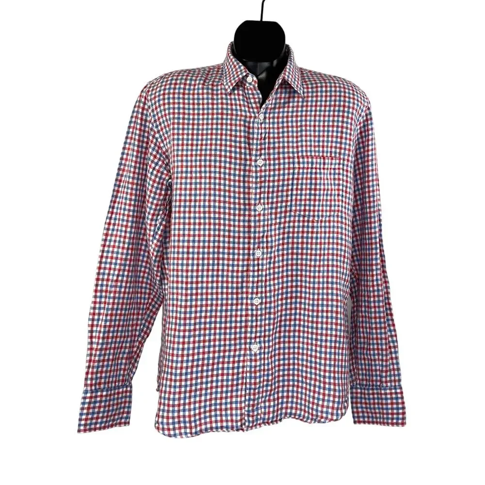 J. Crew Irish Linen Check Button Down Shirt Baird McNutt 43645
